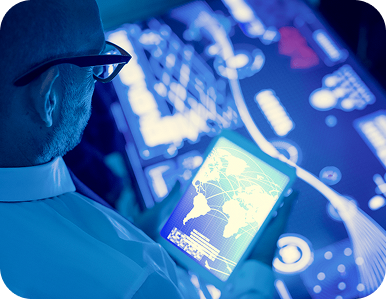 man looking at plans