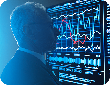 man with data behind him