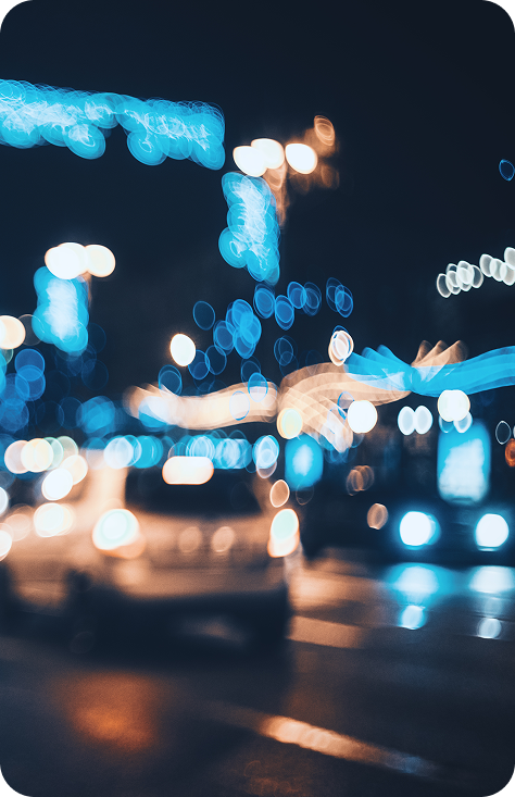 blurry nighttime road
