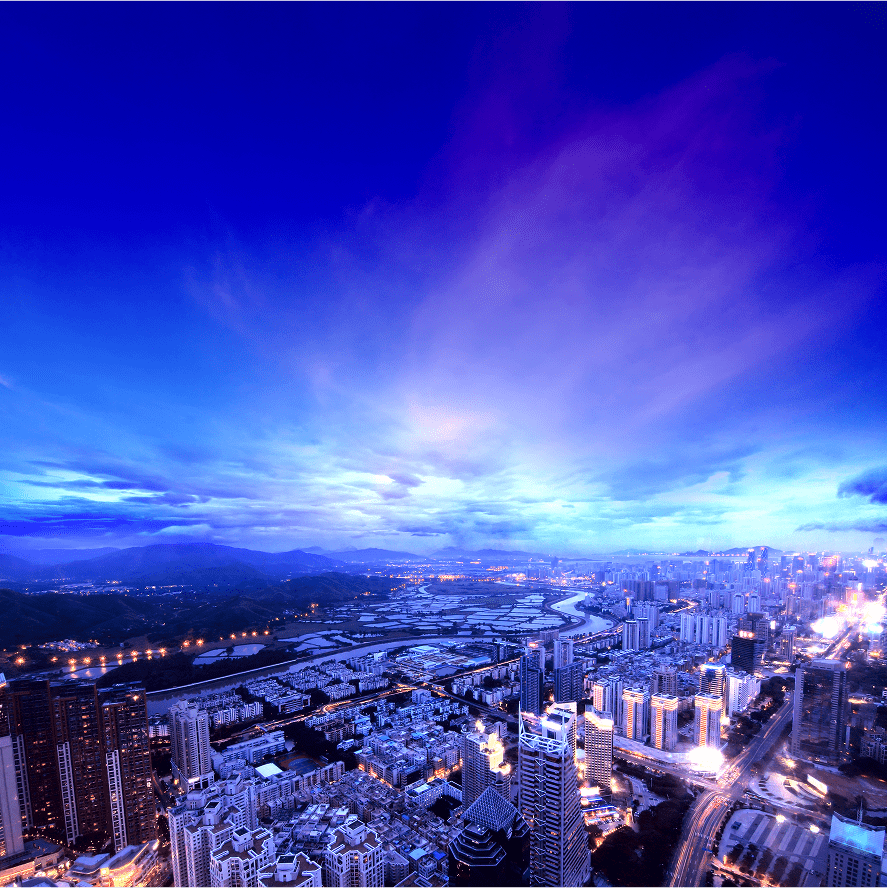 skyline with northern lights